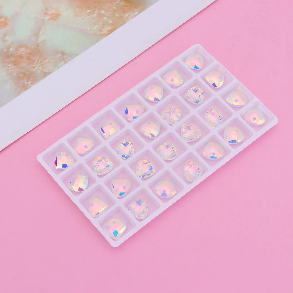 Glass Pendant Charms 28 Piece Coated Crystal Beads for DIY Necklace Earring Jewelry Making Craft Set
