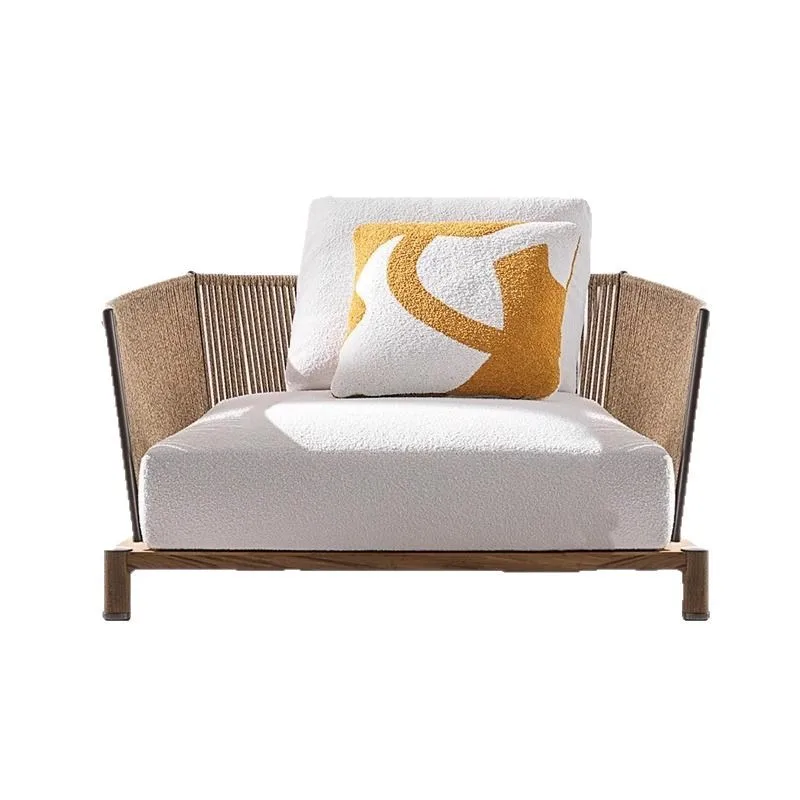 

Nordic outdoor solid wood sofa designer hotel leisure seat villa courtyard garden waterproof and sun protection