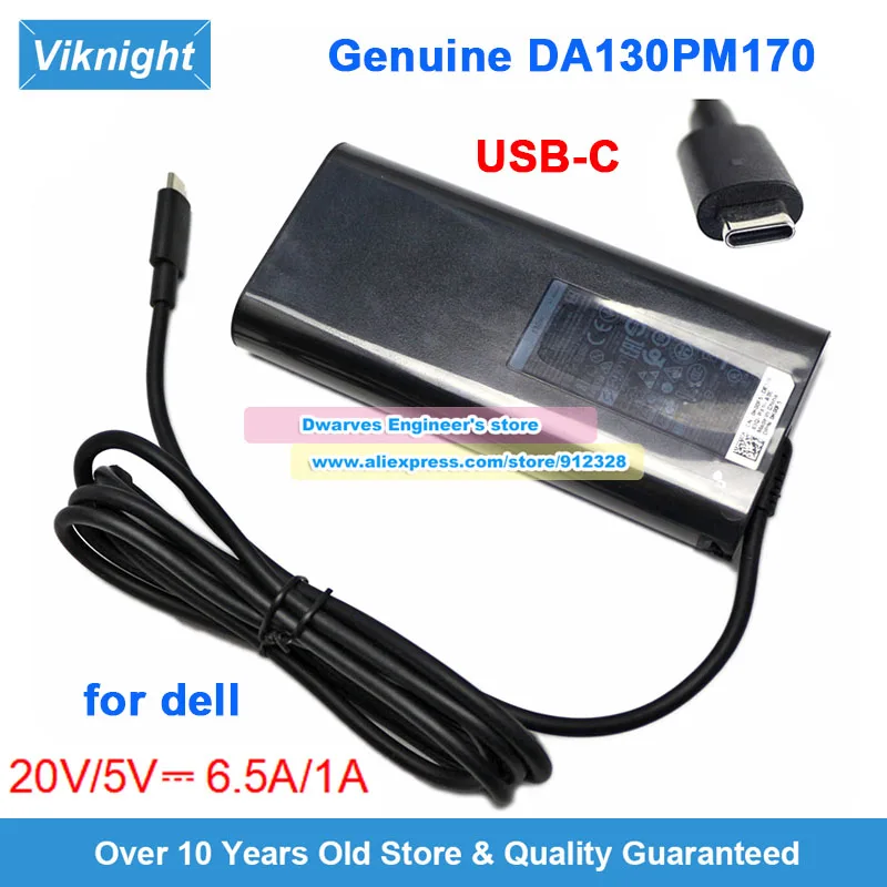 Genuine DA130PM170 HA130PM170 Laptop Adapter 20V 6.5A for Dell XPS 15 9500 9700 9570 9575 2-in-1 XPS 17 P73F001 P56F002 Charger