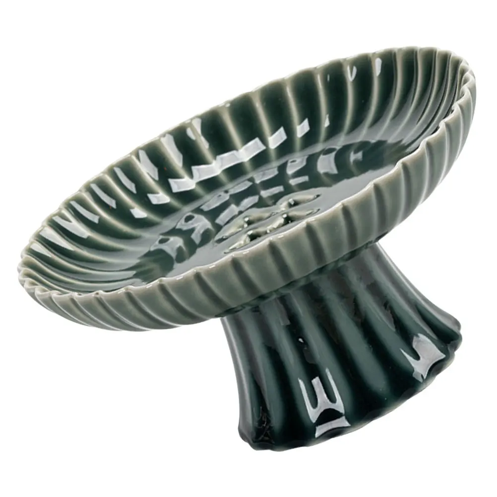 

Ceramic Fruit Plate Vintage Pedestal Bowl Multi-Purpose Kitchen Storage Tray Draining Hole Elegant Home Accessory