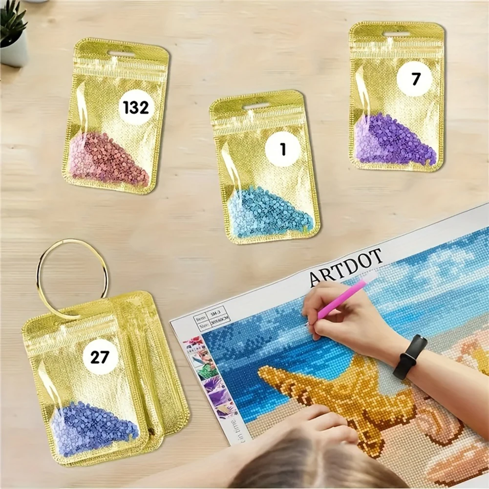 Sac d'Auto-Bancs 5D pour Peinture Diamant, Perles Carrées et Rondes, Strass, Mosaïque, DIY, 200 Pièces