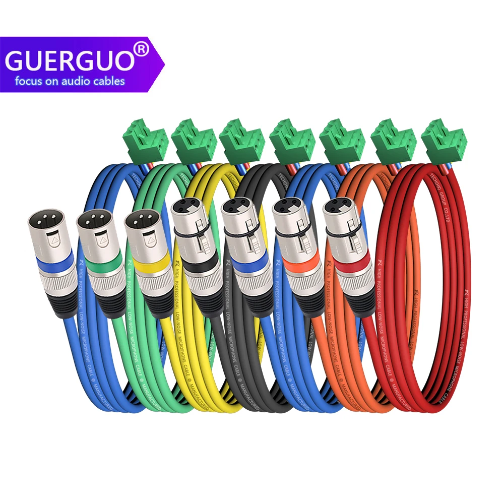 XLR to 3-pin Phoenix Cable XLR 3Pins Male/Female to PHX3M NBKF/2EDG-5.08mm 3Pin PCB Screw Terminal Block Adapter Connector Cord