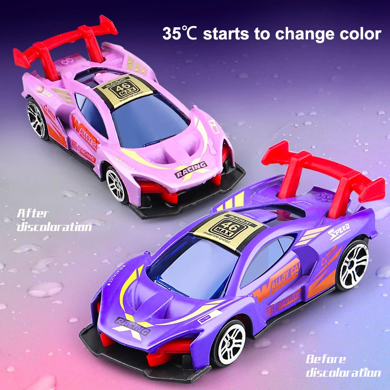 6PCS Temperature-sensitive Color-changing Alloy Racing Car Model Simulation Pull-back Collision-resistant Alloy Car Toy Gift