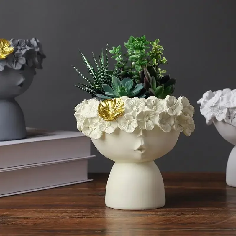 Nordic Decoration Home Flower Vase Living Room Vases Cute Girl Arranging Flower Container Desktop