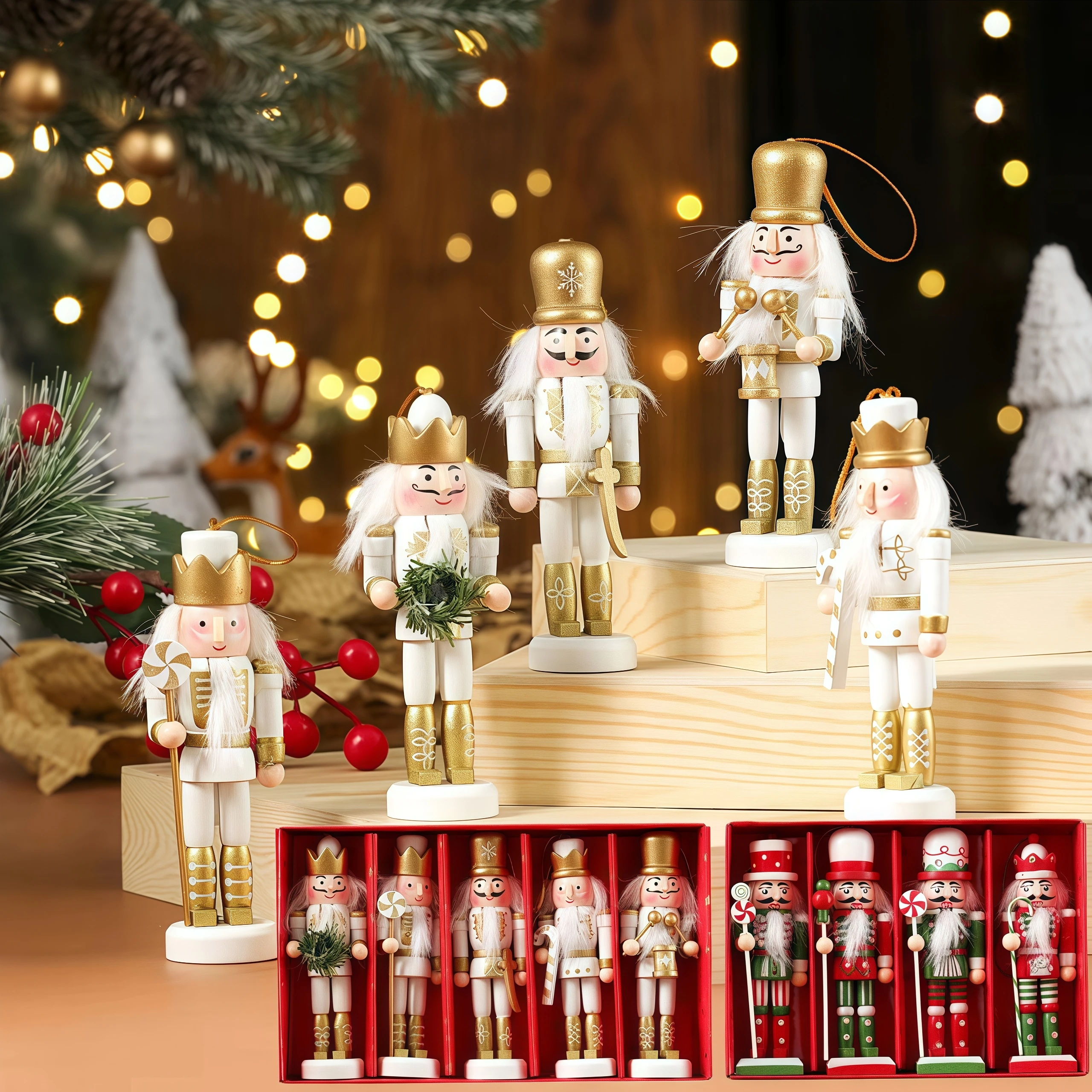 Portable Figurines Nutcracker Puppet Painted Creative Soldier Puppet Pendant Colorful Nutcracker Doll Gift Christmas Decorations