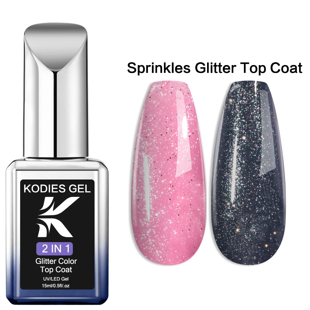 KODIES GEL Starlight Top Coat Gel-Nagellack, 15 ml, semi-permanenter UV-schimmernder Maniküre-Gel-Finish-Versiegeler, Aurora Chrome Topcoat