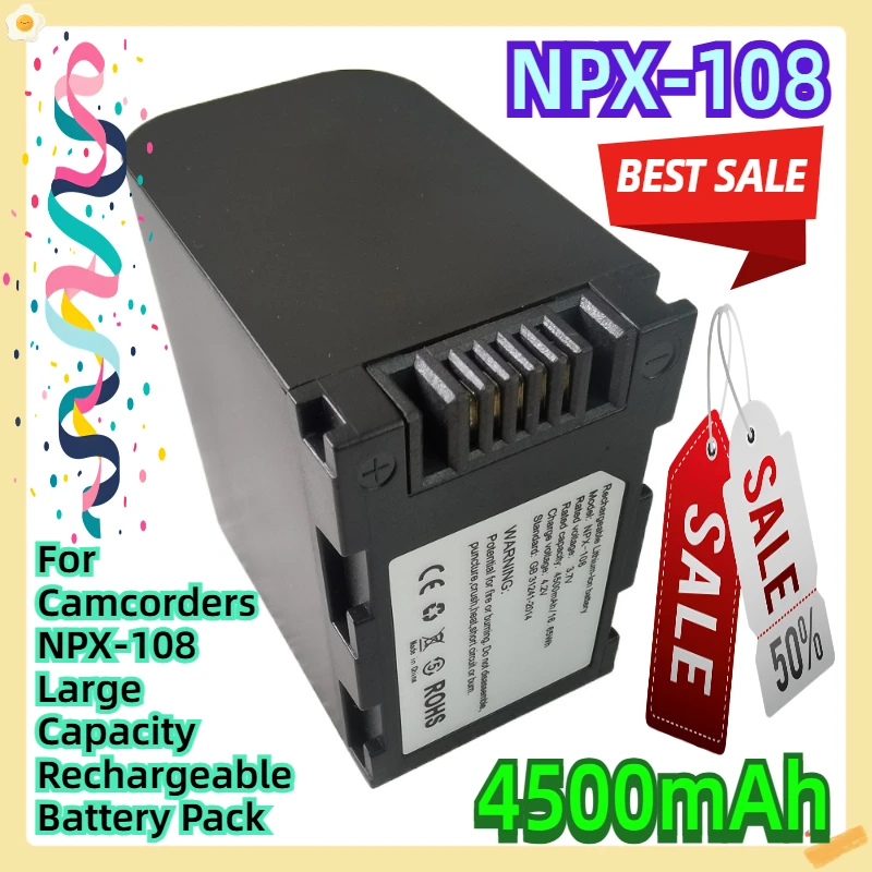 

For Camcorders NPX-108 4500mAh Large Capacity Rechargeable Battery Pack