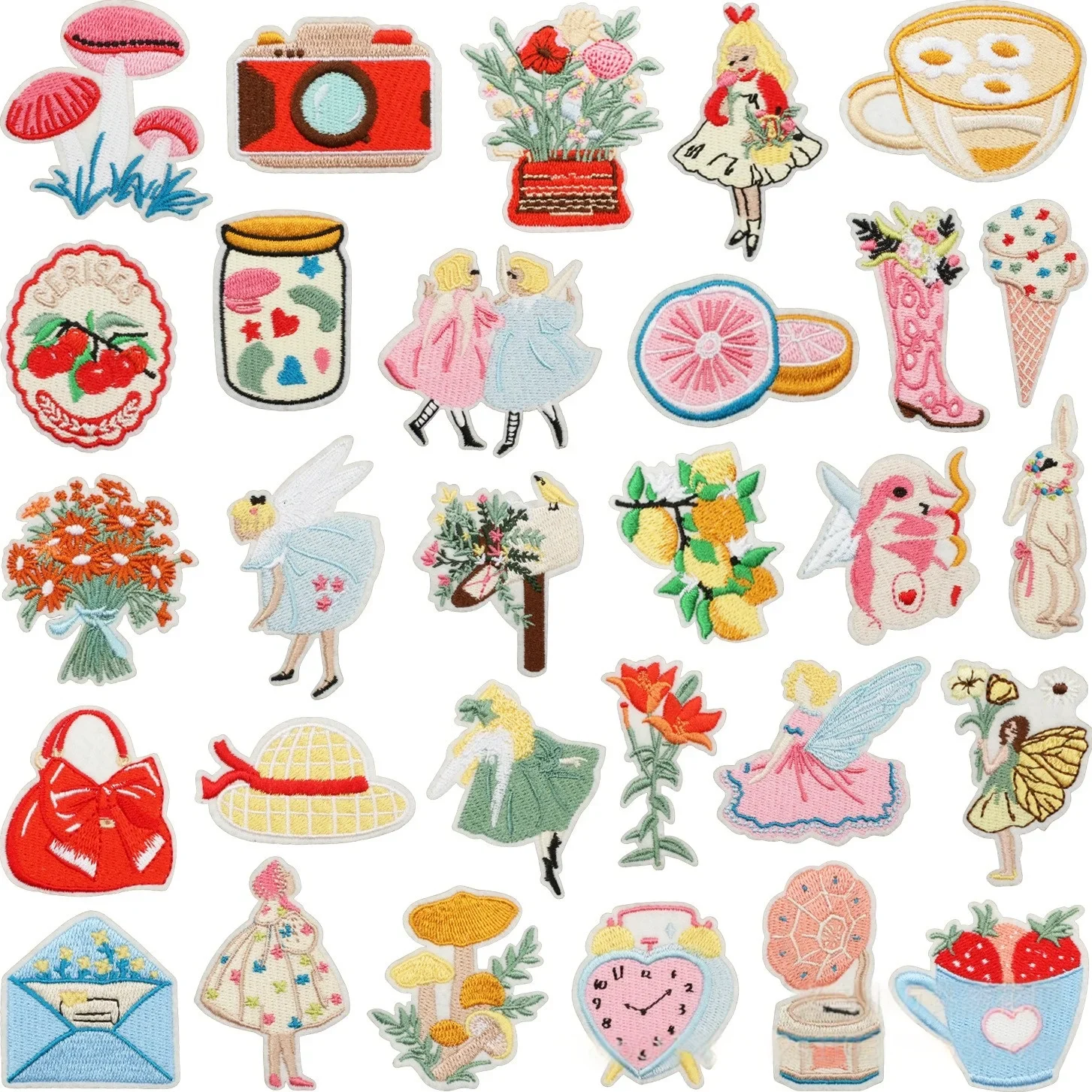 زهرة الجنية التطريز القماش ملصق الملابس الديكور القهوة التصحيح ملصق القش قبعة صغيرة جرة الكمبيوتر التطريز التسمية #2