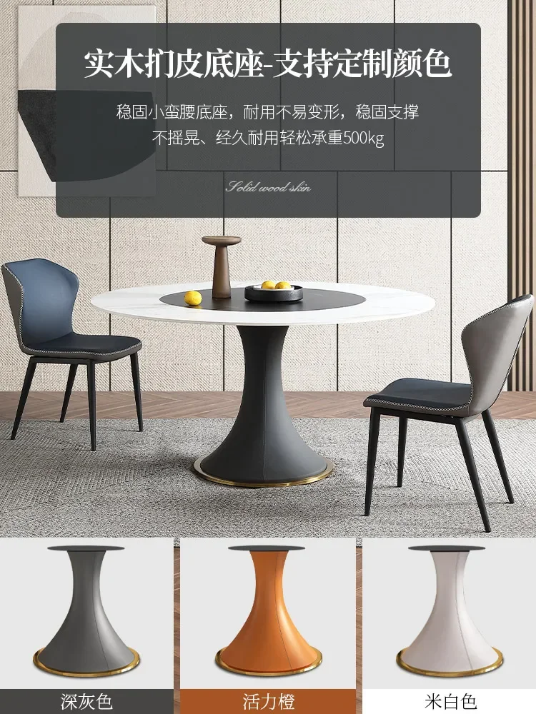 Stone Plate Round Table Designer Turntable Embedded Rotating Imported Stone Plate Household Large round Table
