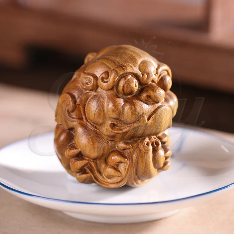 خشب الصندل الأخضر نحت الحلي الشجاعة Yuanbao Pixi الشجاعة سطح المكتب الحلي الهدايا لجلب الحظ ديكور المنزل #4