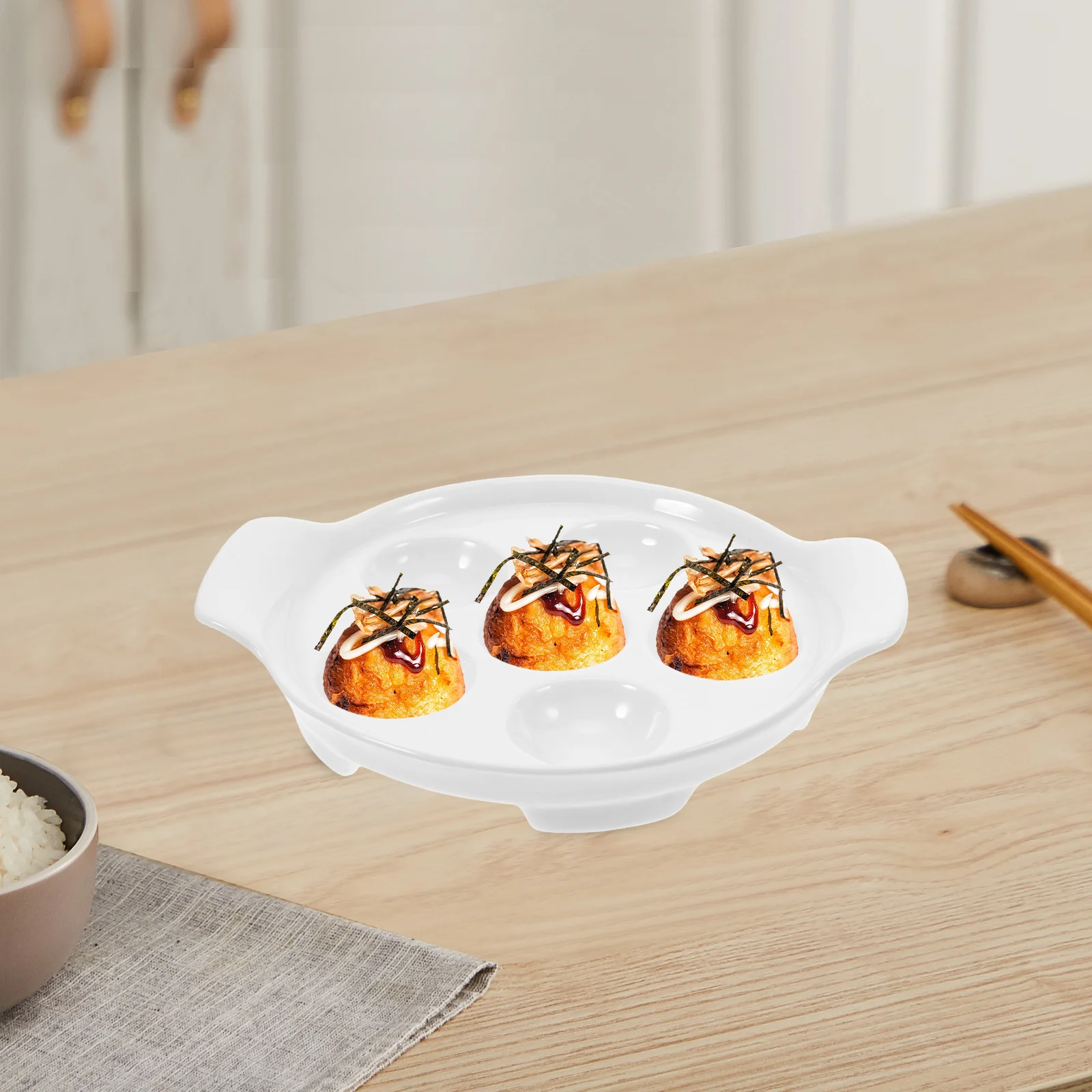 

Ceramic Escargot Dish Dual Handles Oven Safe French Style Snail Plate for Baking Seafood Mushrooms Kitchen Cookware