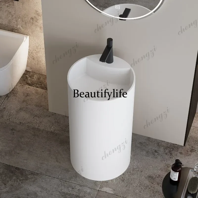 cylindrical integrated wash basin with faucet hole, column basin, hotel household  a17