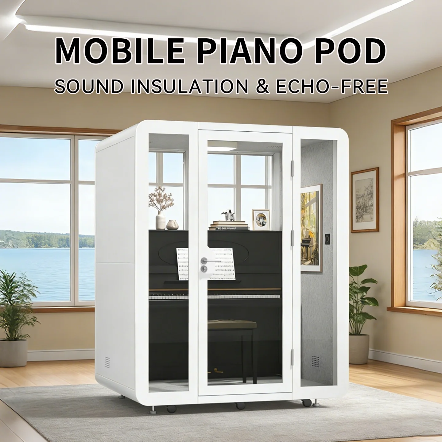 Custom Movable Modern Soundproof Piano Room Acoustic Enclosure Music Practice Booth Silent Cabin Modular Recording Studio Pod