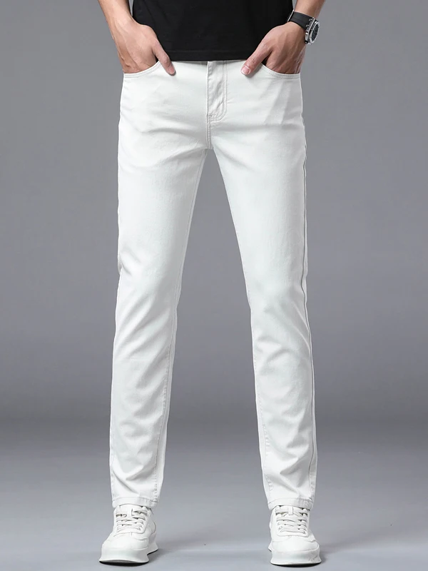 

Высококачественные легкие белые джинсы мужские европейские весенне-летние тонкие модные брендовые прямые повседневные универсальные длинные брюки