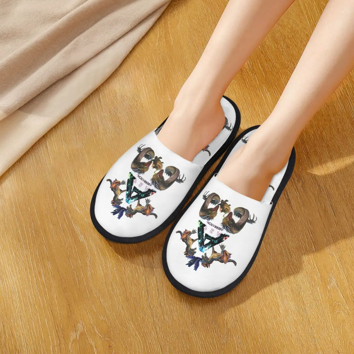 Custom Ark Survival Evolved Aberration Slippers Memory Foam Warm Soft Women House Slipper Bedroom Fluffy Shoes