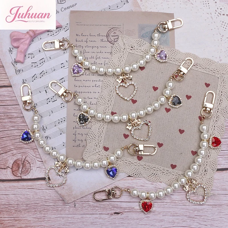 

Handmade Japanese Mine Bag Accessories Female Lolita Sweet Jewelry High Quality Glass Pearl Beaded Love Pendant Bag Pendant Girl