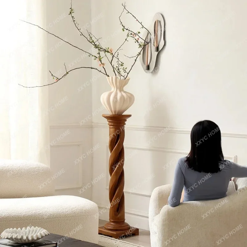 XX X Medieval Solid Wood Roman Column Living Room Entrance Art Sculpture Floor Decoration Ornament