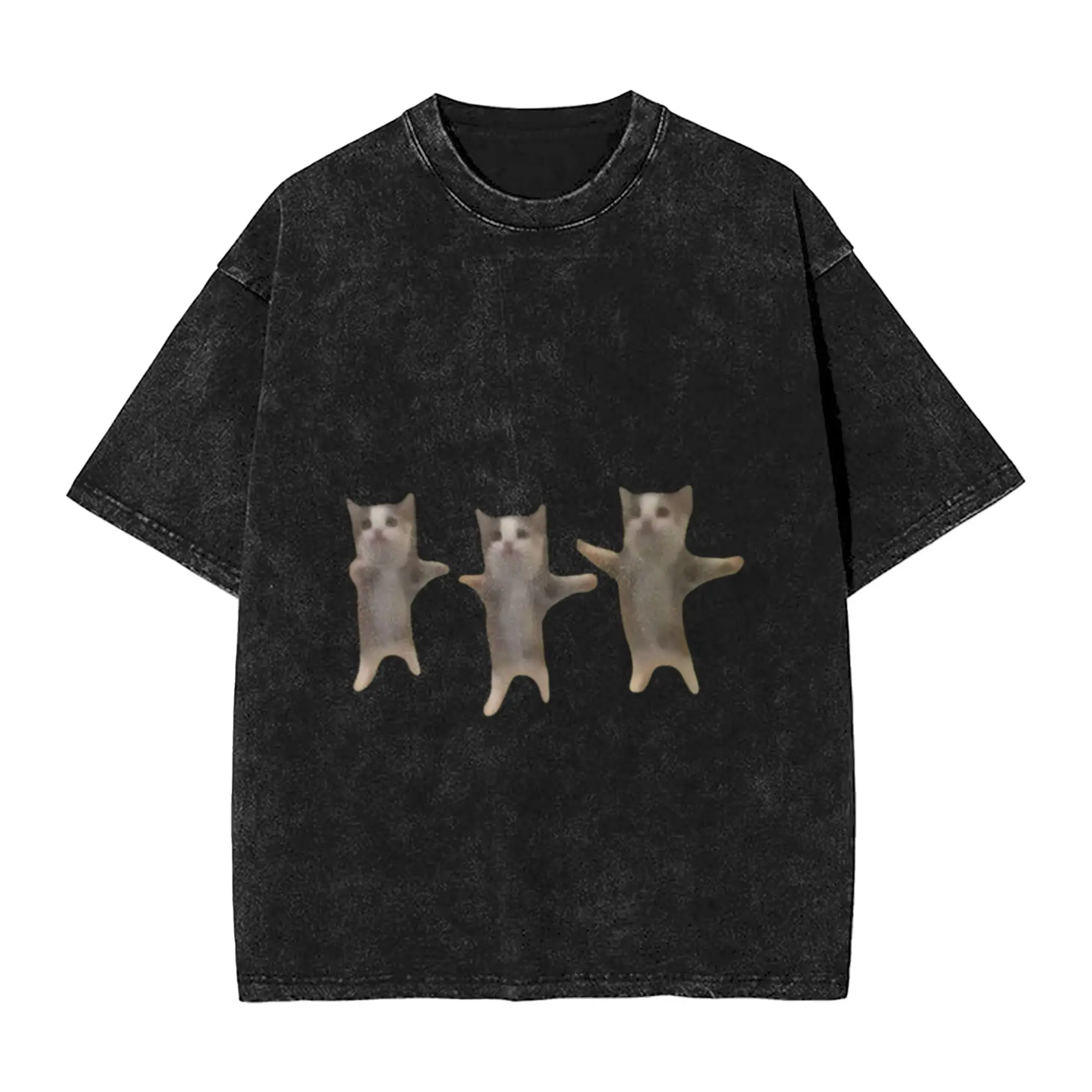 happy happy happy cats meme Unique Cool A Washed T Shirt Men's Women's Oversized Cotton Tees Tops