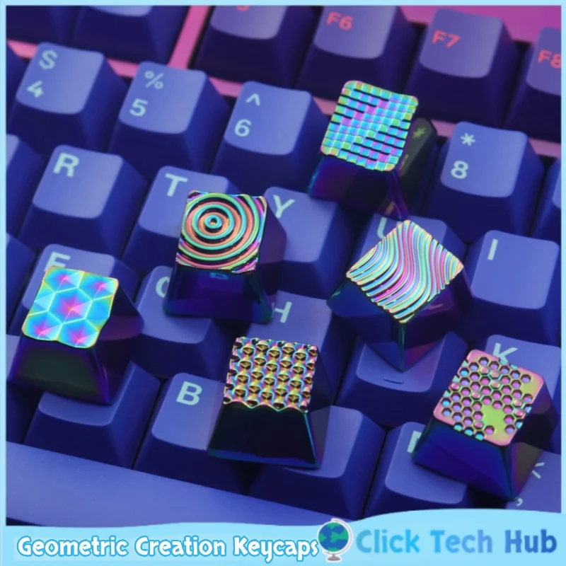 

Колпачки для клавиш серии Geometric Creation, 1 шт., красочные посеребренные механические клавиатуры по индивидуальному заказу, металлические колпачки для клавиш из цинкового алюминия