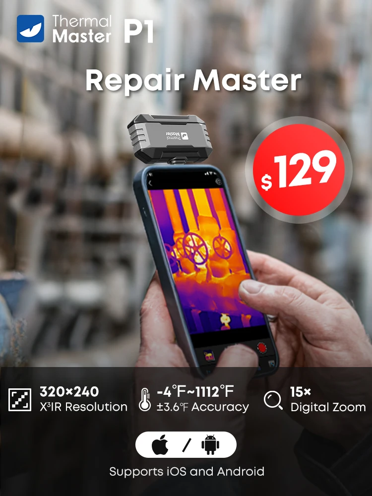 (iPhone & Android) P1 Android thermische camera voor iPhone 320 * 240 X3IR Resolutie 600 ℃   25Hz HVAC huisinspectiecamera - afbeelding 2