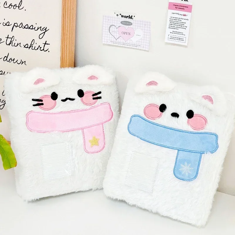 Cute Scarf Puppy Kitten Plush Card Album Winter Series A6 Photocard Binder Kpop Photocard Collection Book Anime Card Display