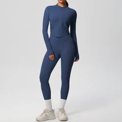 2PCS Yoga Suit Women Gym Set Sports Set Women Tracksuit Running Zipper Workout Sportswear Long Sleeve Sports Shirt Yoga Clothing