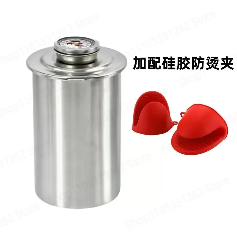 304 Stainless Steel Ham Cooker, Commercial Steam Boil Pot with Large Thermometer, Dual Use Meat Cooking Barrel for Kitchen