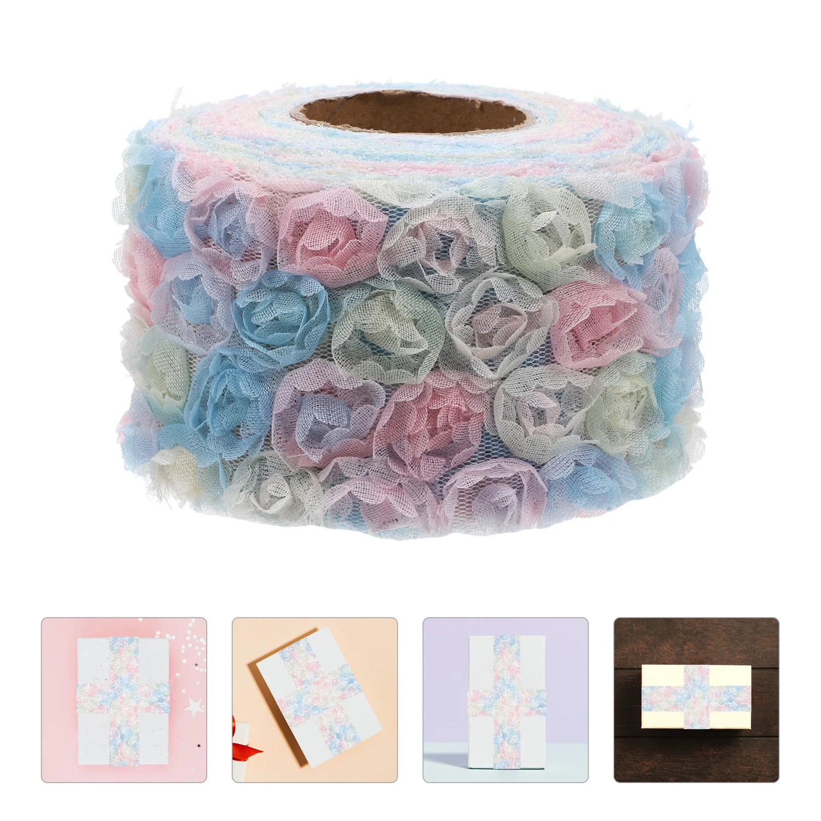 

Creative Embroidered Colorful Rose Flower Mesh Fabric Elegant DIY Sewing Craft Gauze Decoration for Clothing Costume Party