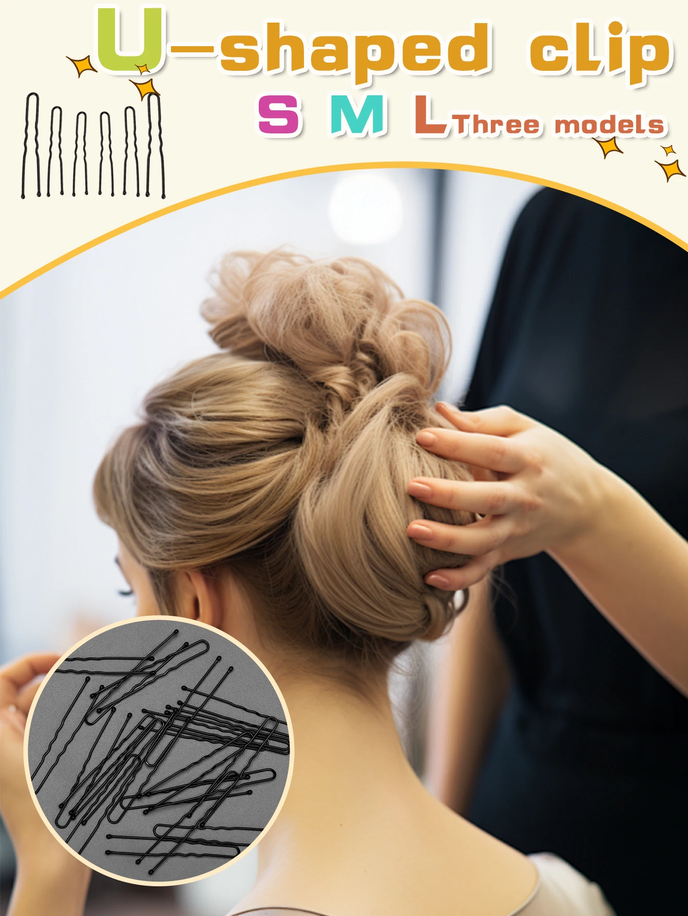 Черные женские волосы, волнистая U-образная заколка для волос, заколка для салона, свадебные заколки, черные металлические аксессуары для волос для булочки