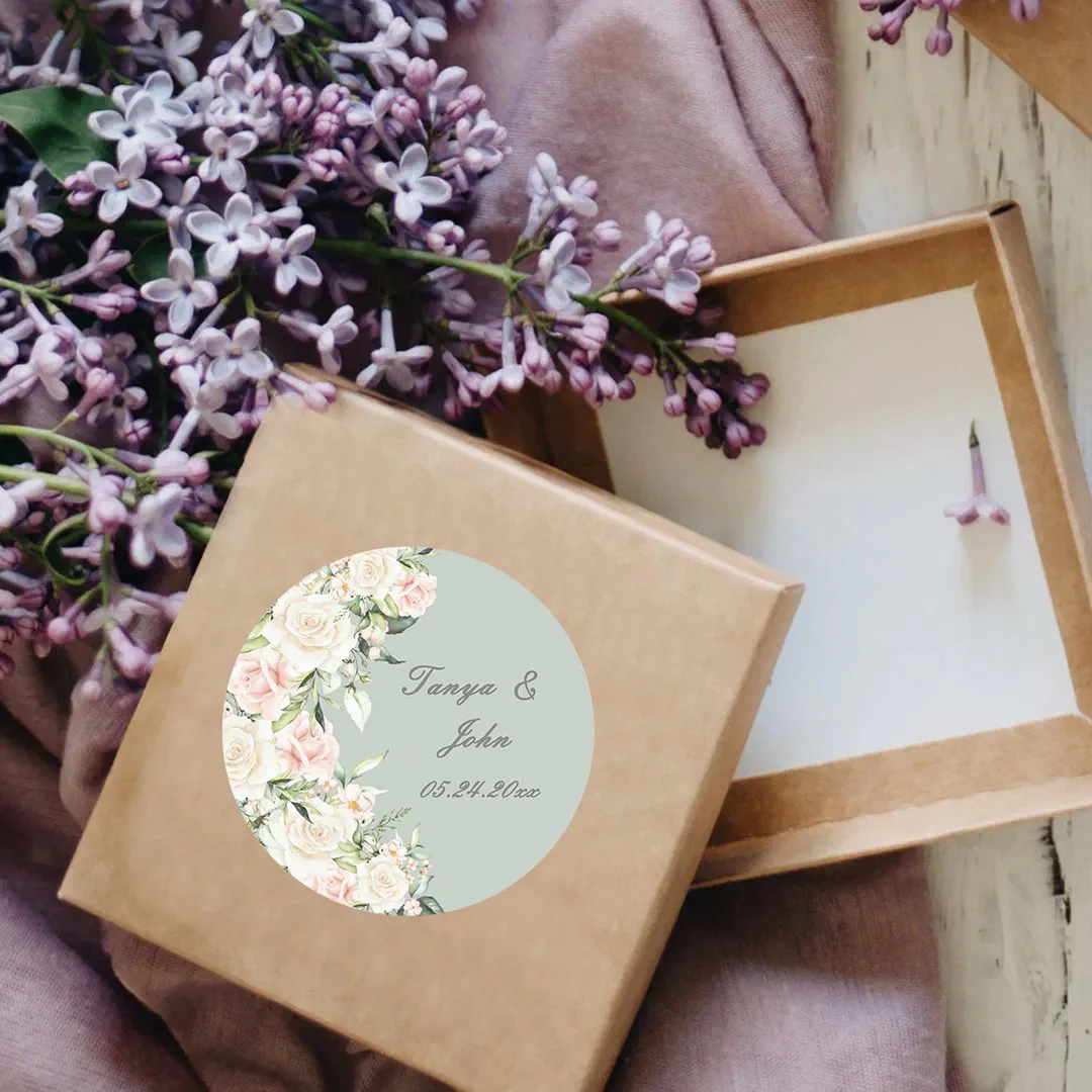 สติกเกอร์ชื่อและวันเกิดแบบกำหนดเอง 90 ชิ้น (สำหรับงานแต่งงาน พิธีบัพติศมา การ์ดเชิญงานปาร์ตี้)