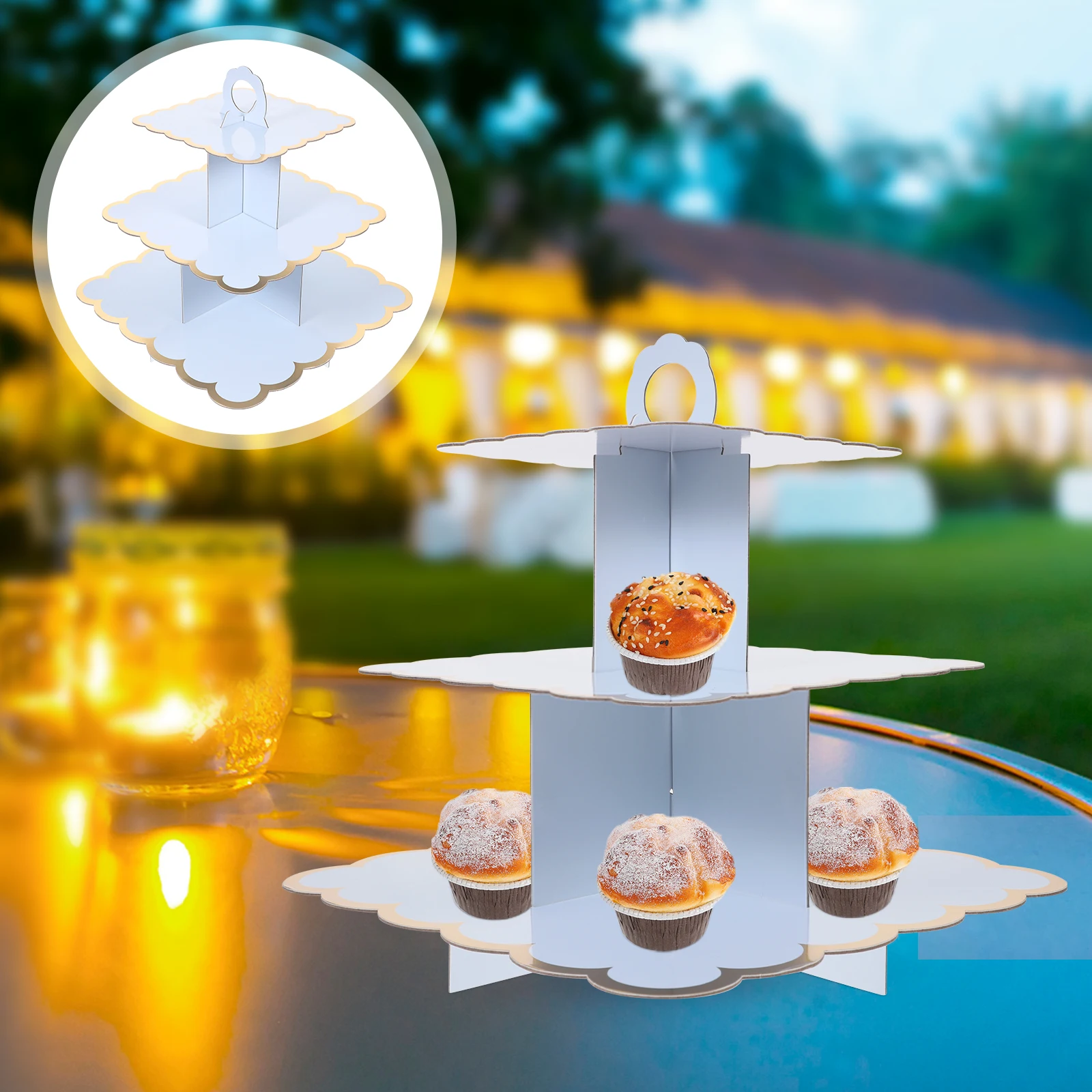

Cake Stand Stands Decorative Round Cupcake Tiered Dessert Tray Disposable Holder Square