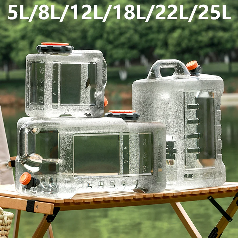 

Портативный водонепроницаемый контейнер для воды 5/8/12/18/22/25 л с краном для кемпинга, автомобиля, приготовления пищи, пикника, походов