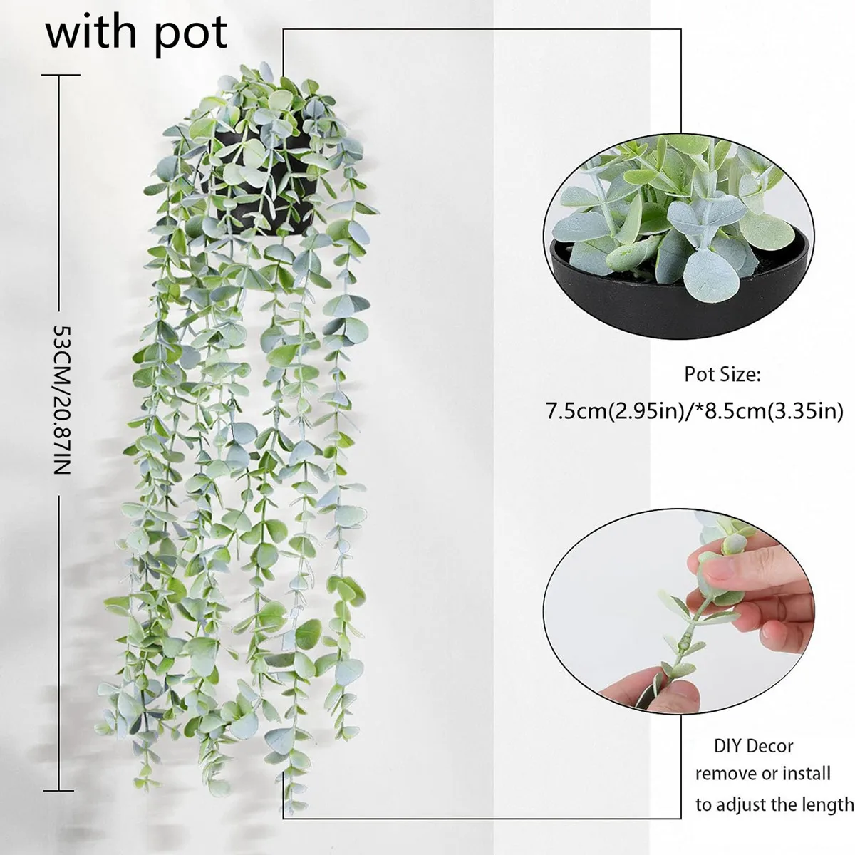 Artificial Ivy Hanging Eucalyptus Vine Plastic Plants Home Room Table Outdoor Garden Door Wall Wedding Party DIY Gifs Box Decora view 5