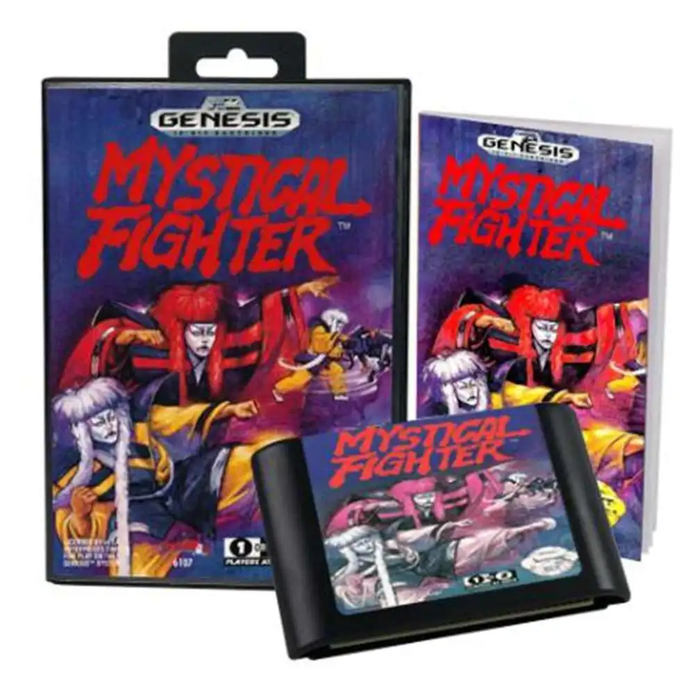 مقاتل غامض مع صندوق ودليل لنظام Meega MD Game Cartridge Megadrive Genesis 16 بت