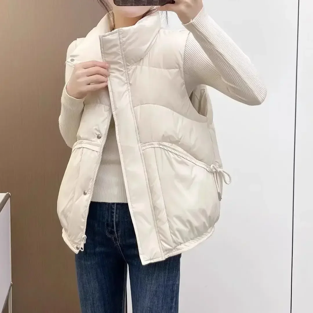 Half Lady Giletes Stand Collar Short Demi-season Lightweight Warm Women's Padded Cotton Vests Insulated Classic Elegant Pretty