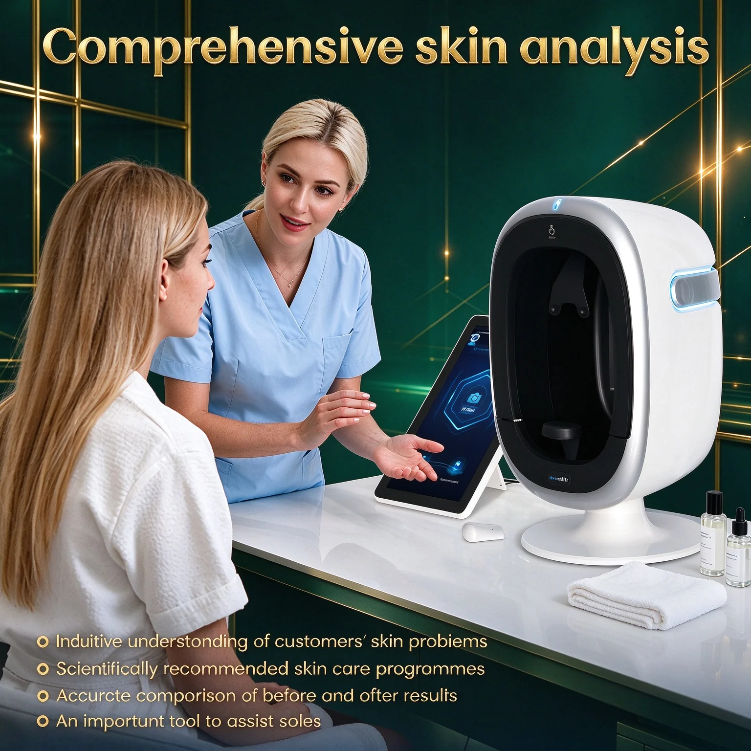 AISA O1 Pro Face Skin Analyzer Diagnostics Machine 15.6 Inch 3D AI Professional Facial Skin Tester Scanner Analyzer Report Print