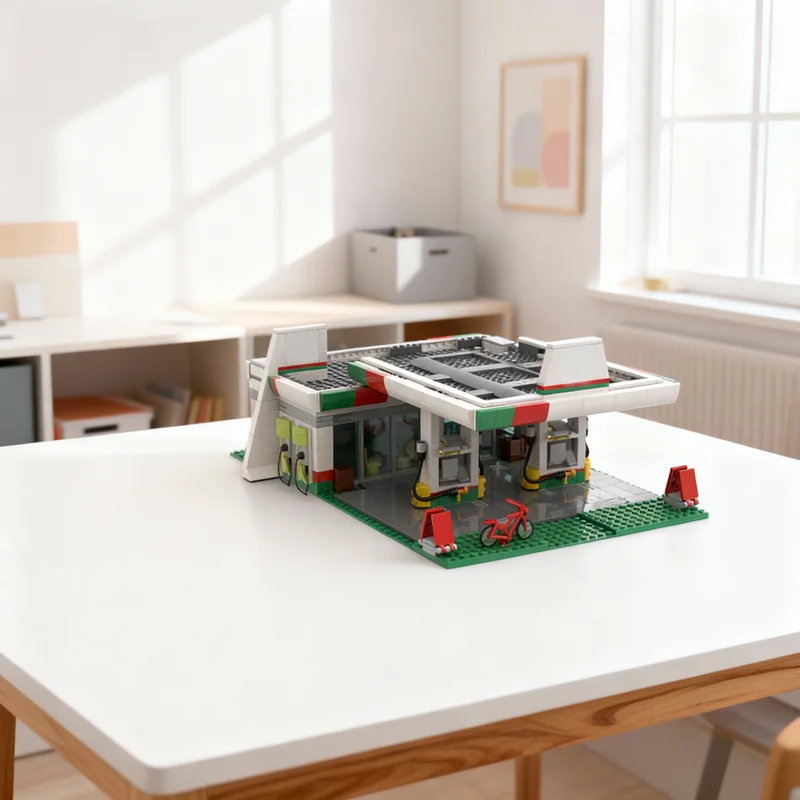 

673pcs MOC Octan Gas Station City Traffic Model Building Blocks Room Accessories, Home Decor Home Decoration Gift Holiday Gift