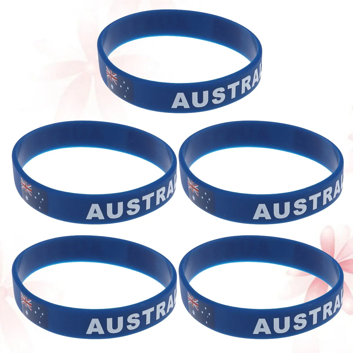 5Pcs Silicone Wristbands Country Flag Printed Sports Bracelet Hand Ring for Football Match Australia
