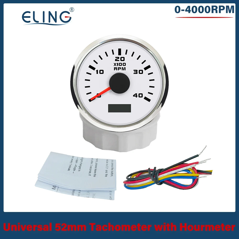 ELING New 52mm Tachometer RPM Meter 0-3000RPM 0-4000RPM 0-6000RPM 0-7000RPM 0-8000RPM with Red Backlight for Car Boat Yacht