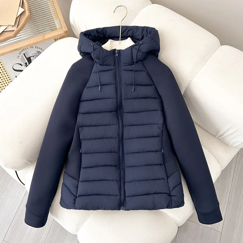 2025 Autumn New Style Slim-Fit Patchwork Cotton Jacket, Women's Lightweight Comfortable Casual Versatile Hooded Warm Jacket