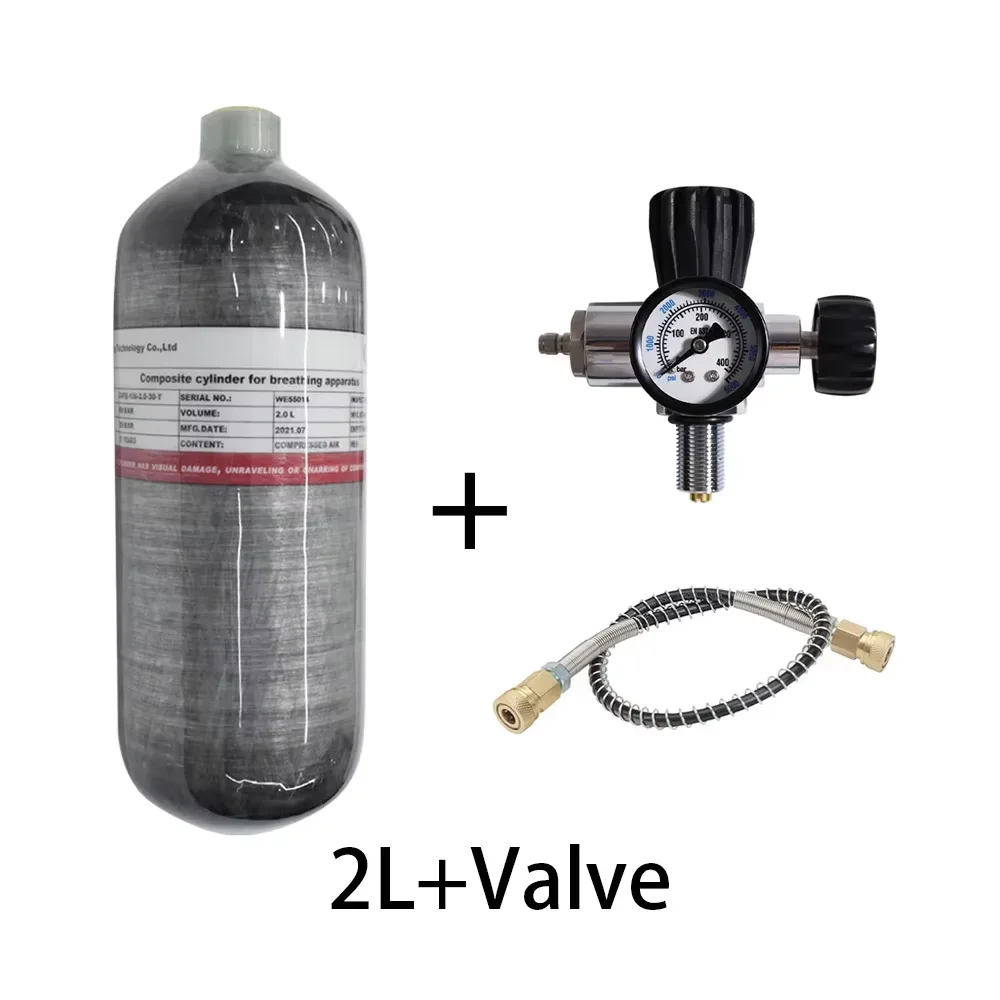 

TUXING 4500Psi 300Bar 2L Carbon Fiber Cylinder High Pressure Fill Station with Regulator Valve Scuba Diving Tank Thread M18*1.5
