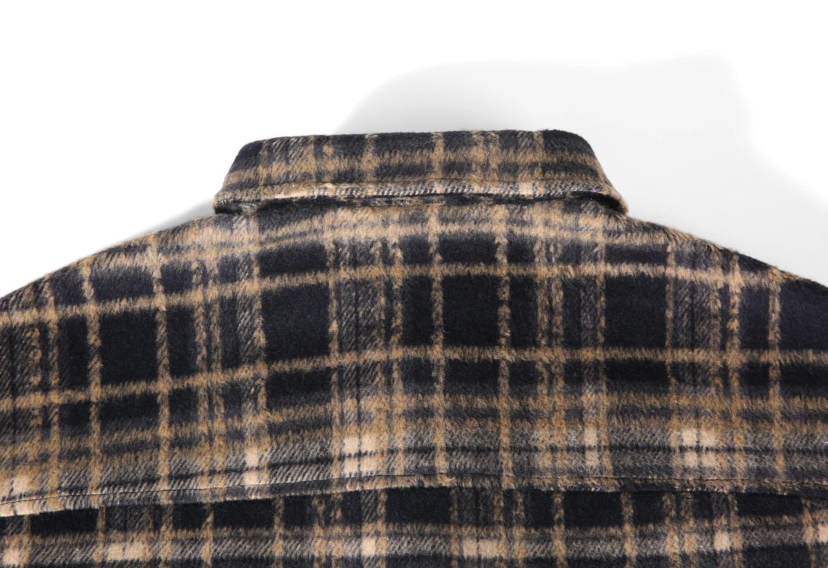 2025 Japanese Retro Brushed Black Plaid Long Sleeve Shirt Men's Spring and Autumn Loose Versatile Casual Red Jacket