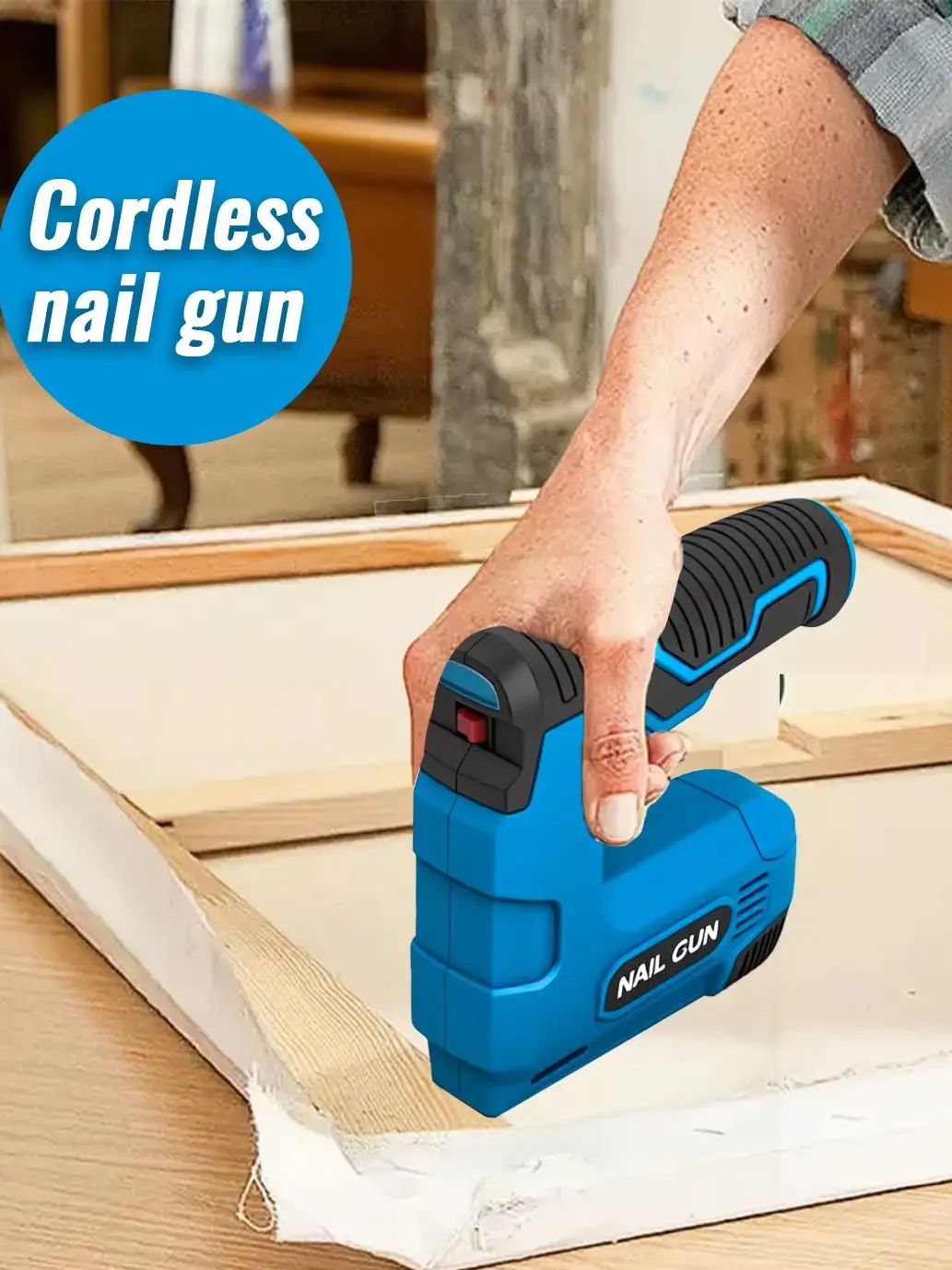 Kabelloser Elektrischer Tacker, 2-in-1 Wiederaufladbarer Nagler für Polsterarbeiten, Leder, Holzbearbeitung, DIY-Bastelarbeiten & Möbelreparatur, Tragbarer Hochleistungs-Tacker mit USB-Ladegerät