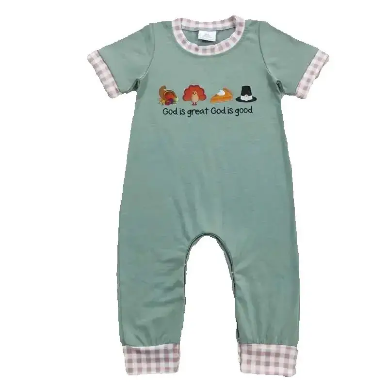 

Baby Boy Short Sleeves Thanksgiving turkey pumpkin pie Romper Clothes Kids Toddler One-piece Newborn Coverall Bodysuit Jumpsuit