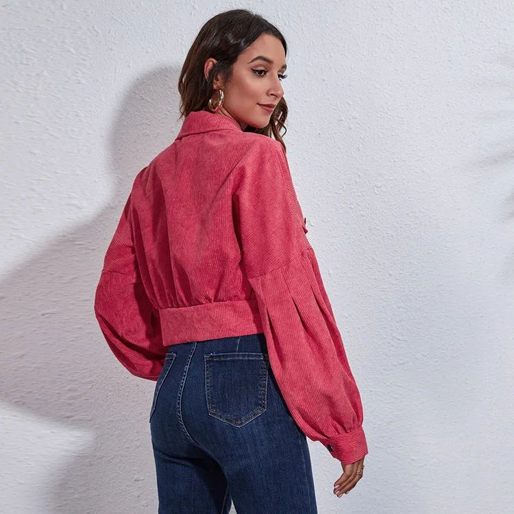 

Вельветовое осеннее женское пальто, однотонное однобортное женское пальто с отложным воротником и карманами, повседневное удобное пальто для женщин