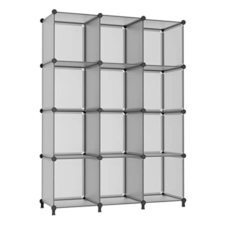 

Cube Storage Organizer Closet Storage Cubes Shelves Bookshelf Clothes Organizer DIY Plastic 12 Cube Shelves for Home Bedroom UL
