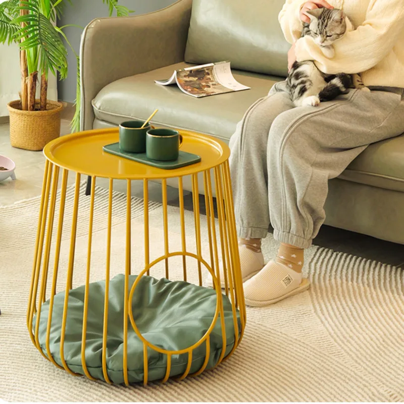 

Indoor Multifunctional Cat Nest and Sofa Living Room Coffee Table Combo Spacious Iron Frame Cat Villa Practical Pet Furniture