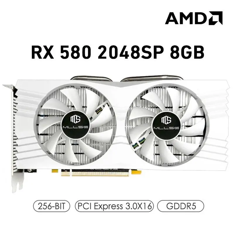 New! Graphics Card AMD Radeon RX 580 8G GDDR5 256Bit 2048SP PCI Express 3.0 ×16 GPU Computer Gaming RX 580 8GB placa de video