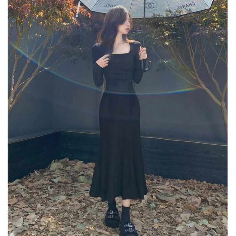 Gidyq elegancka damska sukienka w stylu koreańskim z wysokim stanem Slim, Midi sukienki wiosna na co dzień kobiet Sexy sukienka nowość