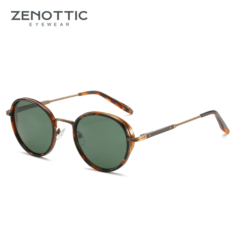 ZENOTTIC Steampunk-Sonnenbrille, rund, polarisiert, verspiegelt (01 Farbe), Sonnenbrille für Damen und Herren, Vintage-Sonnenbrille, UV400